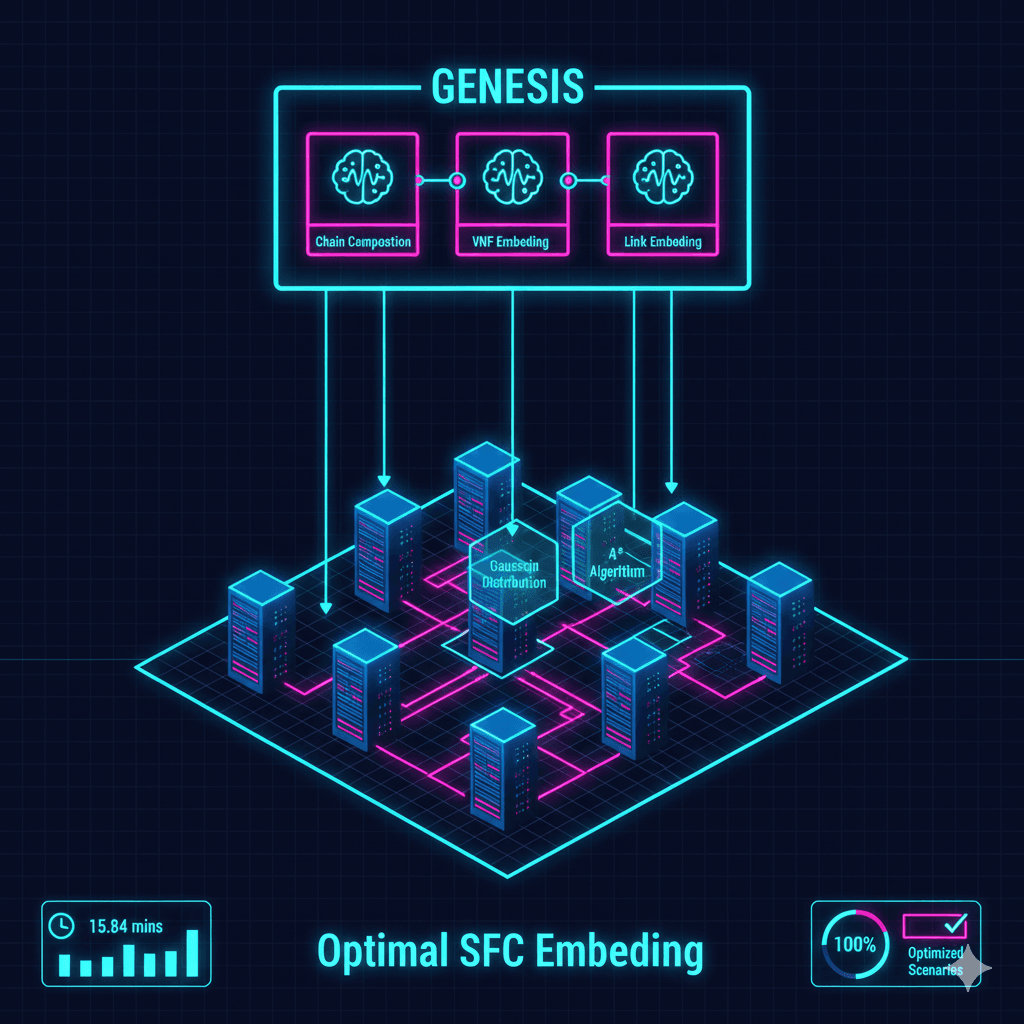 Simultaneous Genetic Evolution of Neural Networks for Optimal SFC Embedding